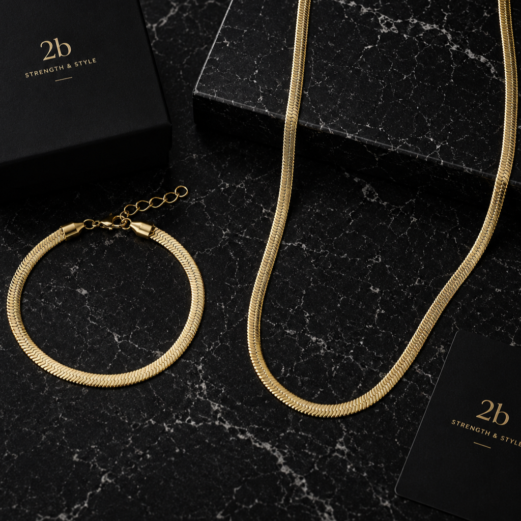 Collier et bracelet snacke dore 